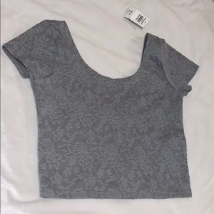 Abercrombie & Fitch Textured Gray Long Crop Top